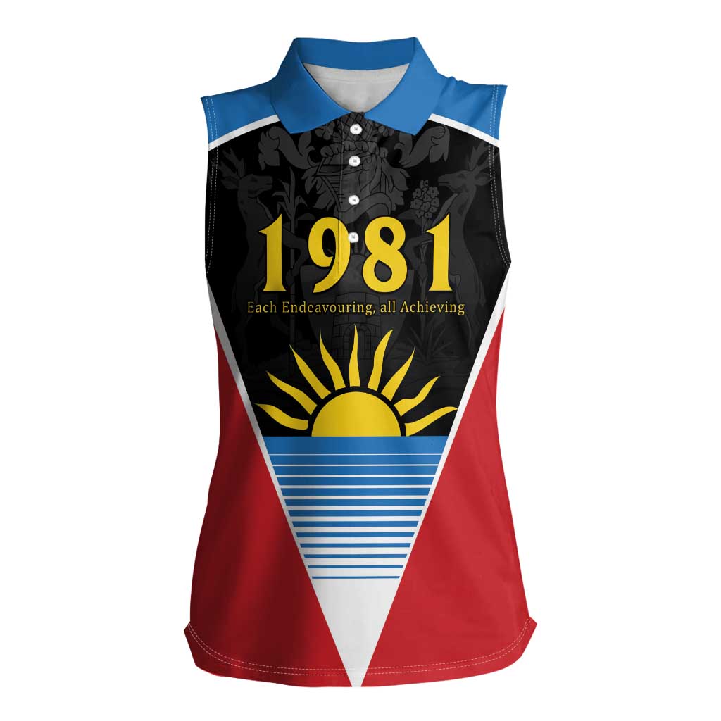 Antigua and Barbuda 1981 Women Sleeveless Polo Shirt Each Endeavouring All Achieving - Wonder Print Shop