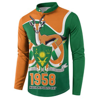 Green and orange long-sleeve button sweatshirt with Niger crest and 1958 logo