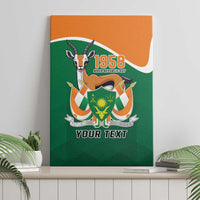 Green canvas wall art with goat emblem, 1958 'NIGER REPUBLIC DAY' text, and 'YOUR TEXT'