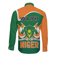 Long-sleeve button shirt with YOUR TEXT and NIGER on back