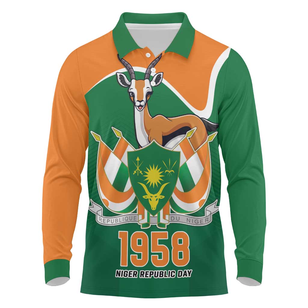 Niger Republic Day Personalized Long Sleeve Polo Shirt Fraternite Travail Progres