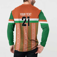 Back orange and green sweatshirt with 'YOUR TEXT' and large 21 graphic
