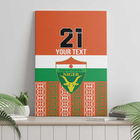 Orange canvas wall art with number 21, Niger shield crest, green white red bands