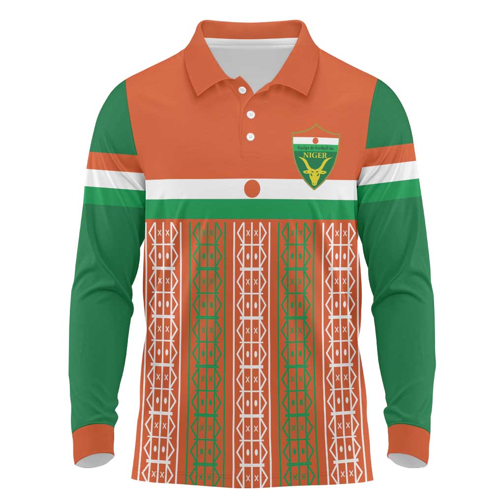 Equipe de Football Du Niger Custom Long Sleeve Polo Shirt