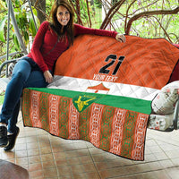 Custom football quilt displaying Niger flag design in orange, white, and green with number 21