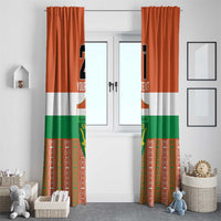 Custom window curtain panels with orange/white/green Niger flag style and custom number 21.