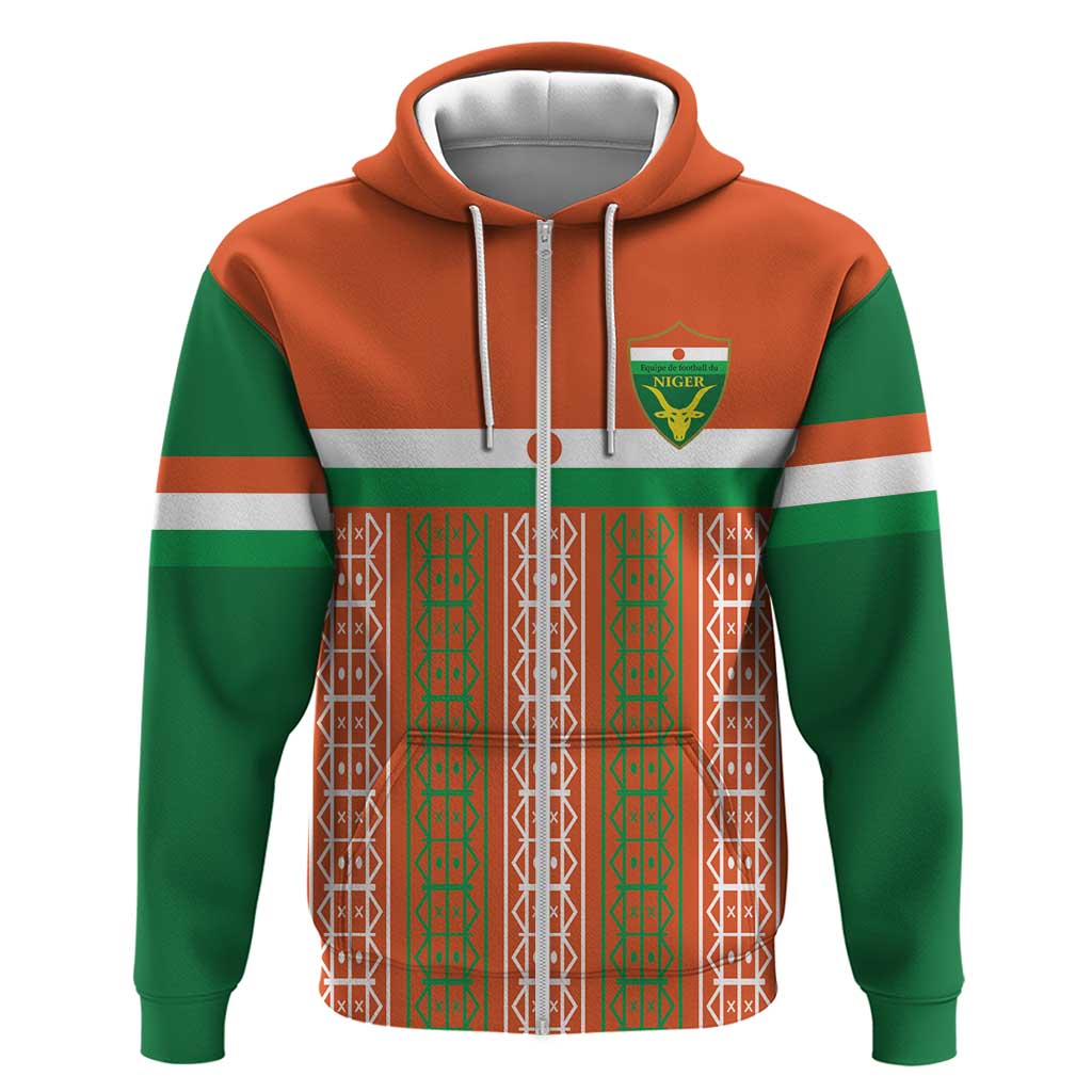 Equipe de Football Du Niger Custom Zip Hoodie - Wonder Print Shop