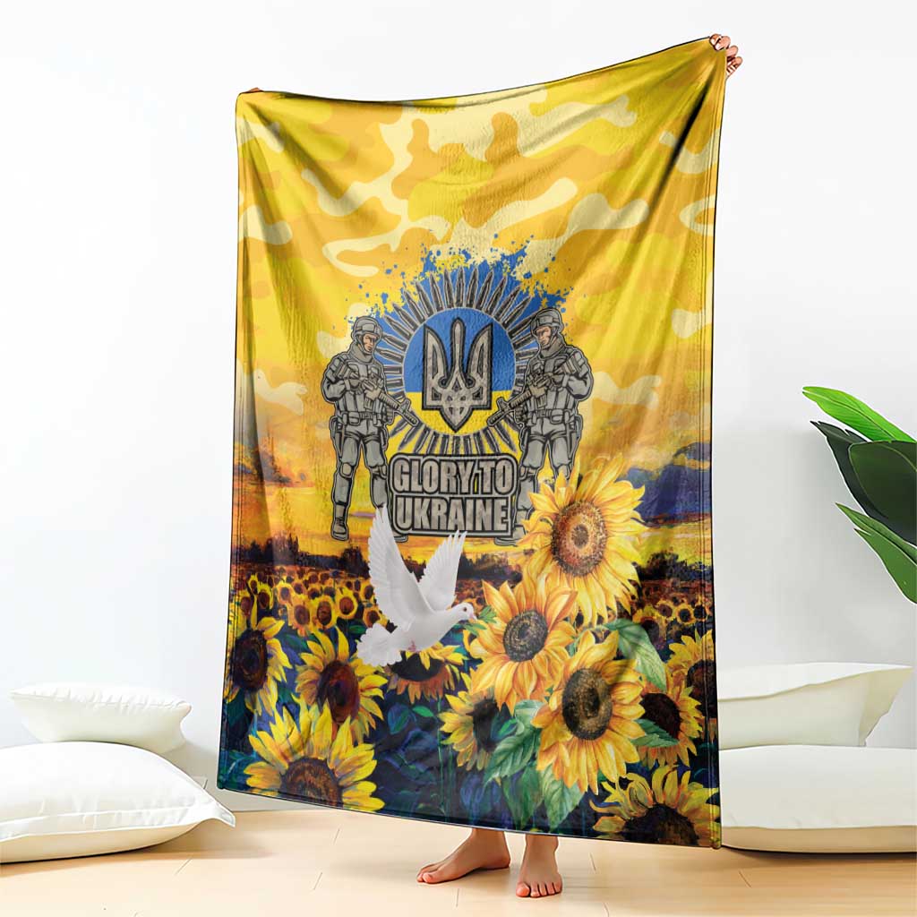 Glory to Ukraine Blanket Sunflower Field Modern Art