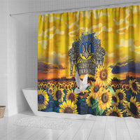Glory to Ukraine Shower Curtain Sunflower Field Modern Art