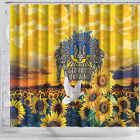 Glory to Ukraine Shower Curtain Sunflower Field Modern Art