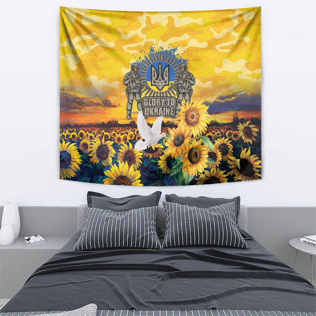 Glory to Ukraine Tapestry Sunflower Field Modern Art