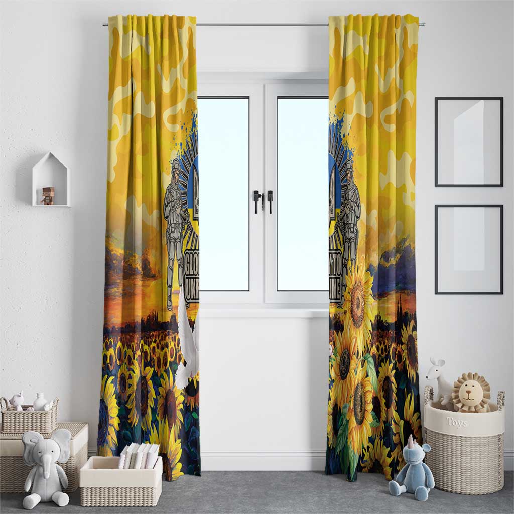 Glory to Ukraine Window Curtain Sunflower Field Modern Art