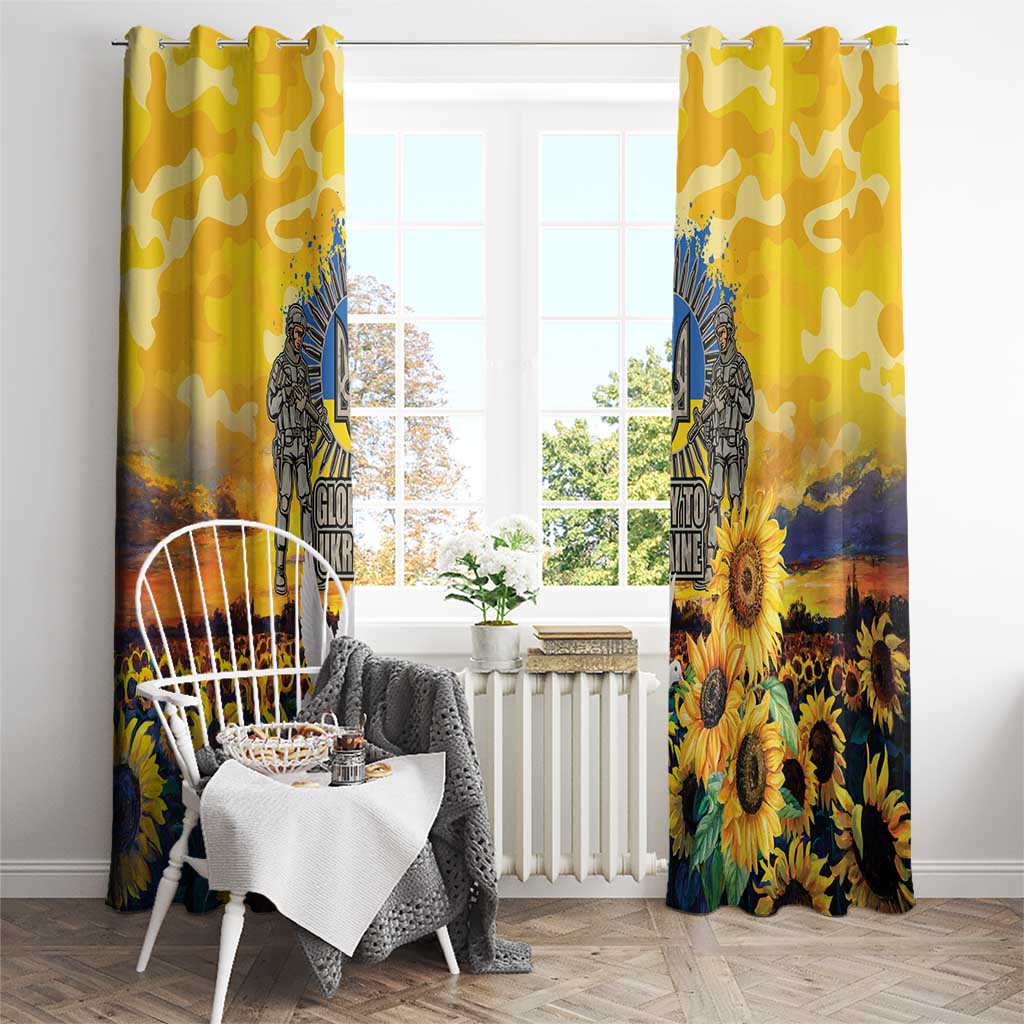 Glory to Ukraine Window Curtain Sunflower Field Modern Art
