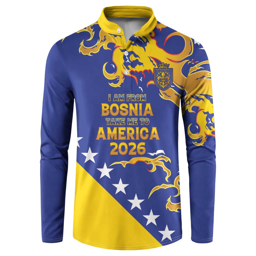 Custom Bosnia Football Dream 2026 Button Sweatshirt Take Me To America