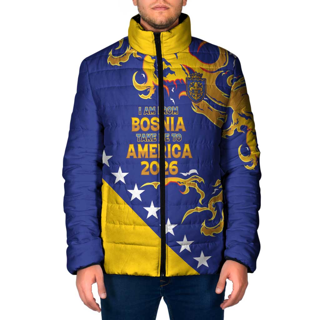 Custom Bosnia Football Dream 2026 Padded Jacket Take Me To America
