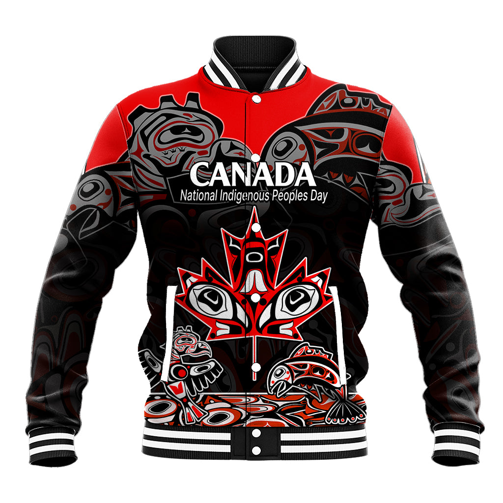 Custom Canada National Aboriginal Day Baseball Jacket Indigenous Art Stylization LT9 - Wonder Print Shop