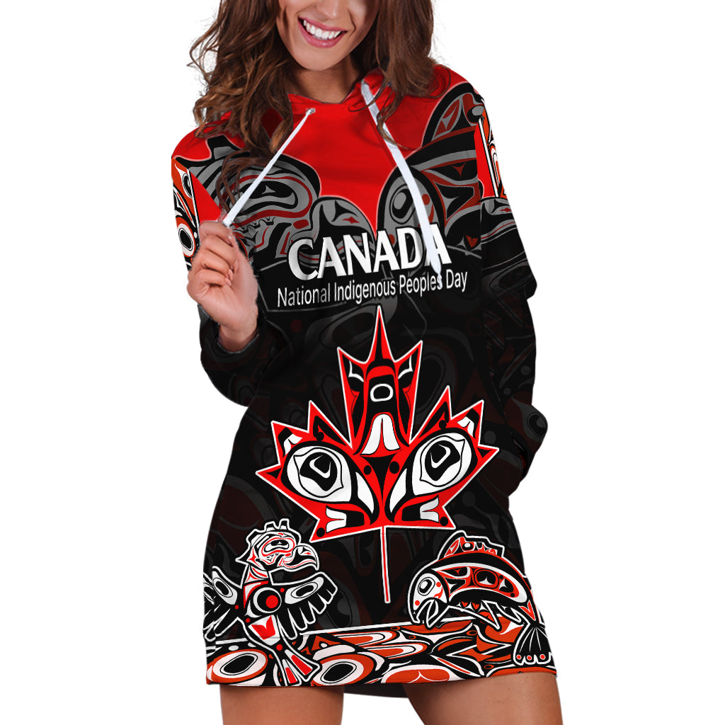 Custom Canada National Aboriginal Day Hoodie Dress Indigenous Art Stylization - Wonder Print Shop