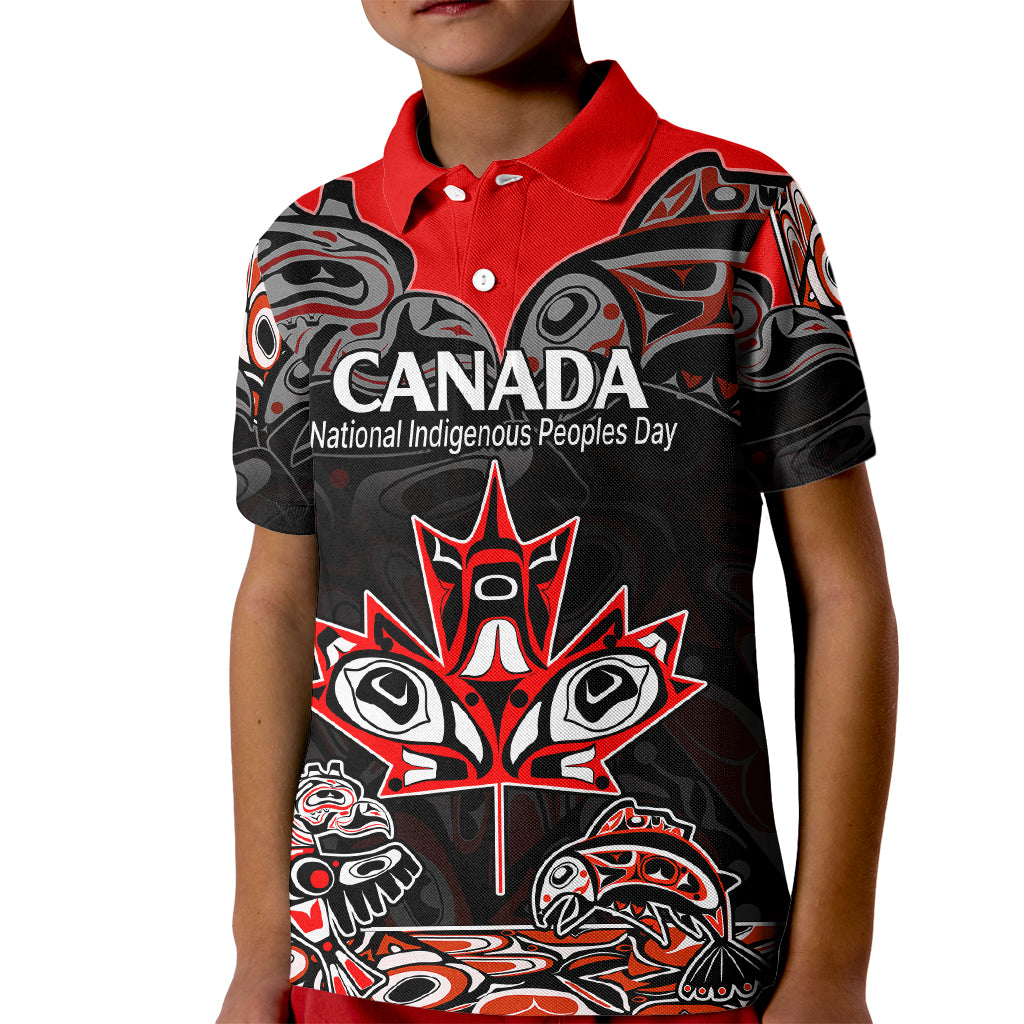 Custom Canada National Aboriginal Day Kid Polo Shirt Indigenous Art Stylization - Wonder Print Shop