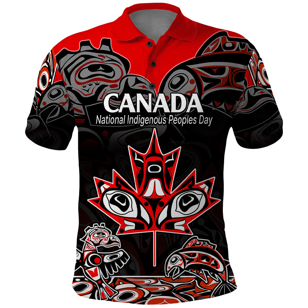 Custom Canada National Aboriginal Day Polo Shirt Indigenous Art Stylization - Wonder Print Shop