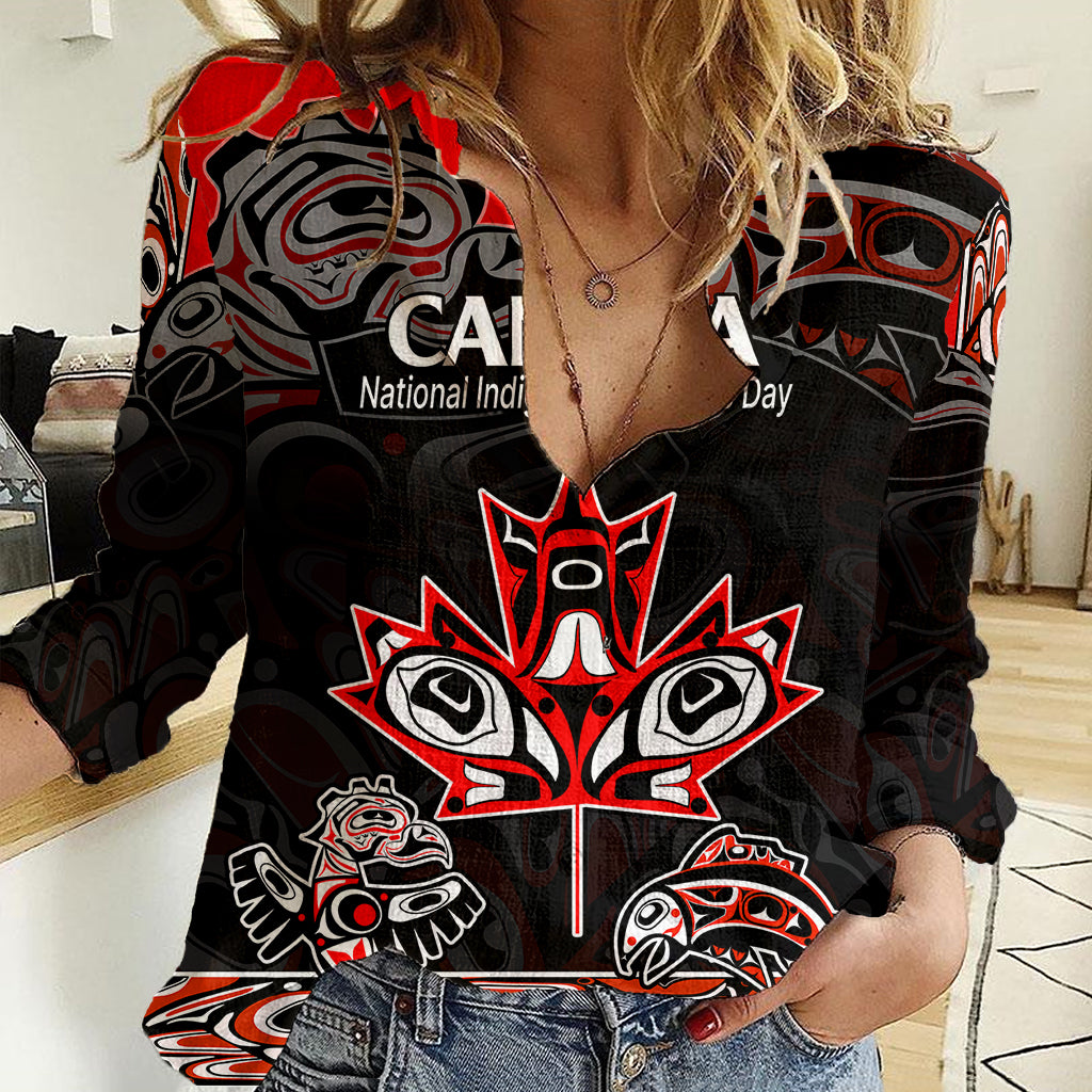 custom-canada-national-aboriginal-day-women-casual-shirt-indigenous-art-stylization