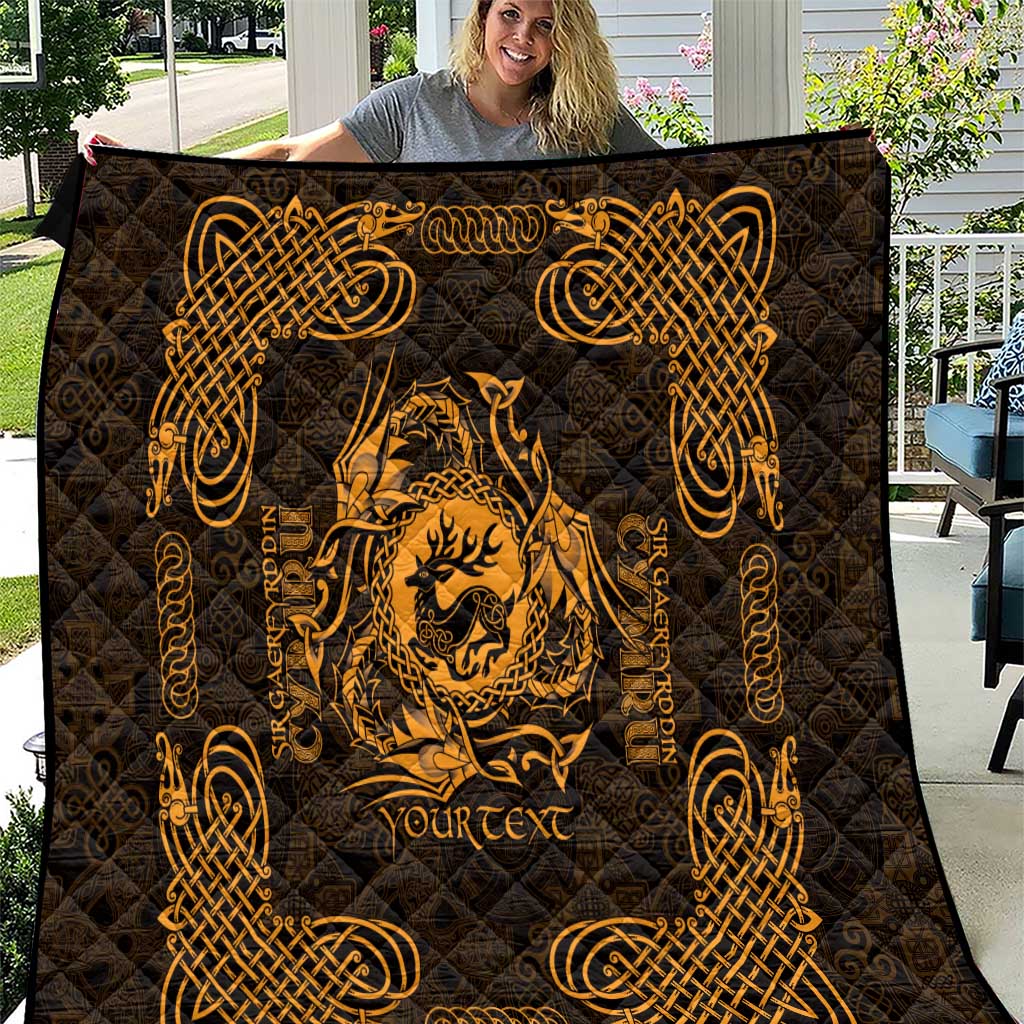 Personalized Carmarthenshire Sir Gaerfyrddin Quilt Gold Deer Stag Celtic-inspired - Wonder Print Shop
