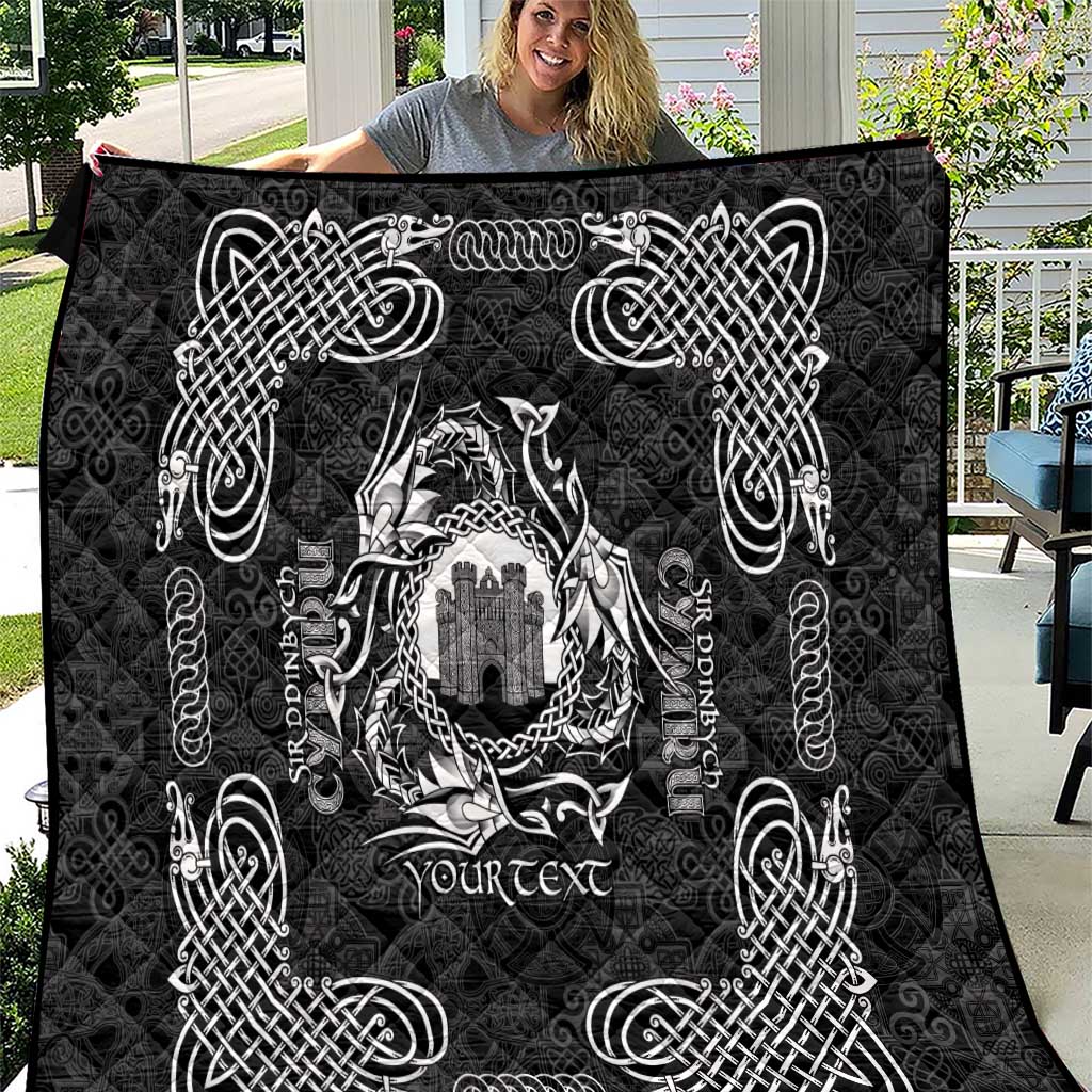 Personalized Denbighshire Sir Ddinbych Quilt Black Gatehouse Denbigh Castle Celtic-inspired - Wonder Print Shop
