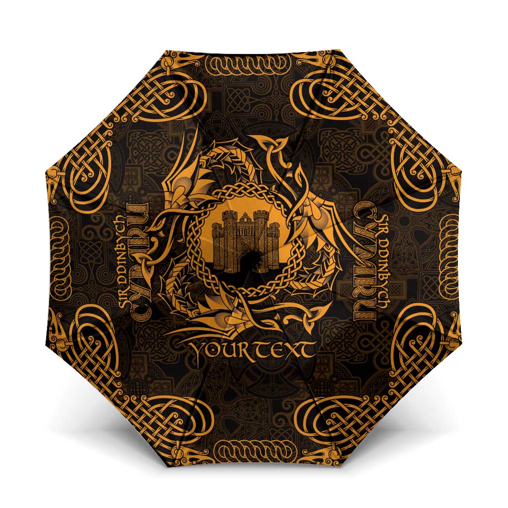 Personalized Denbighshire Sir Ddinbych Umbrella Gold Gatehouse Denbigh Castle Celtic-inspired - Wonder Print Shop