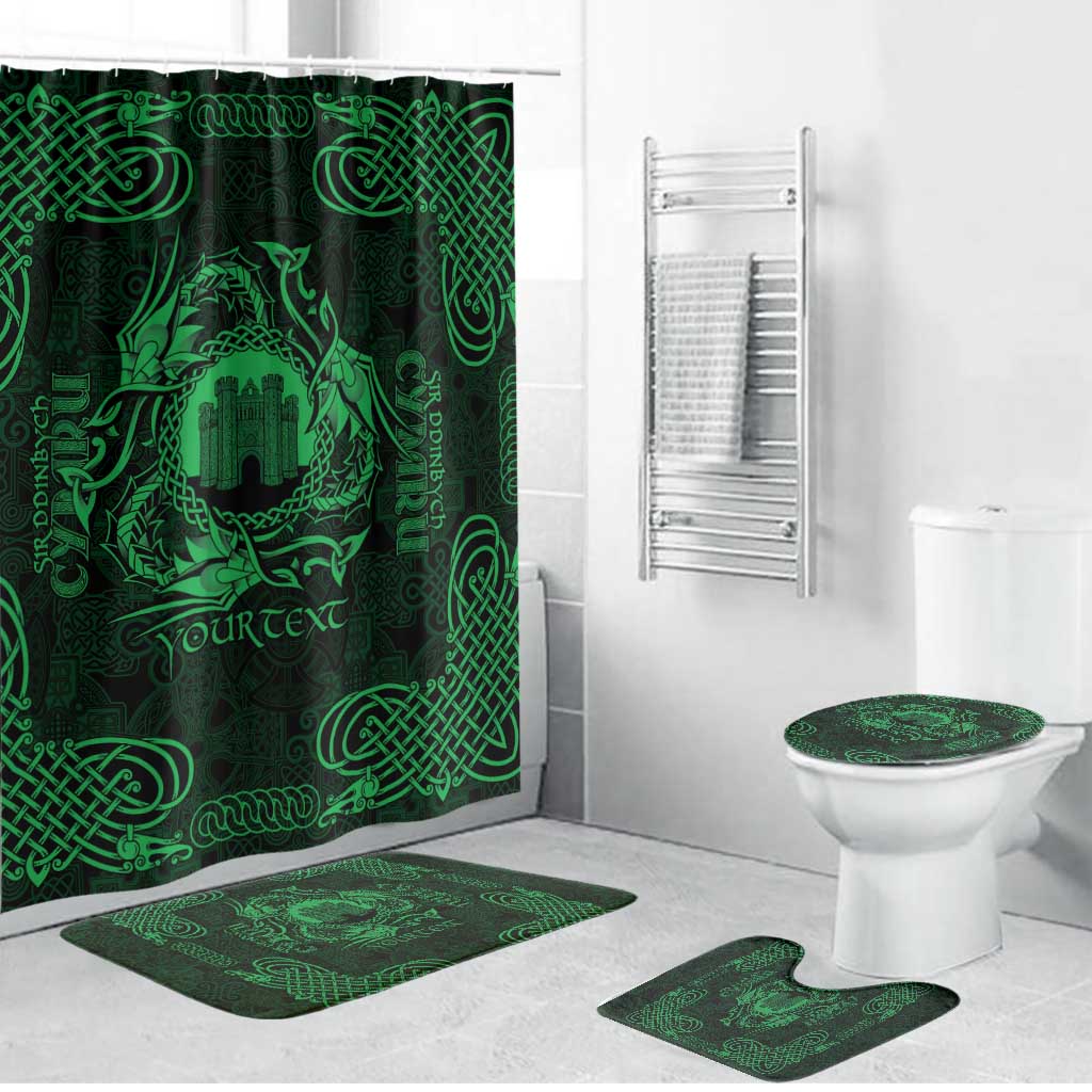 Personalized Denbighshire Sir Ddinbych Bathroom Set Green Gatehouse Denbigh Castle Celtic-inspired - Wonder Print Shop