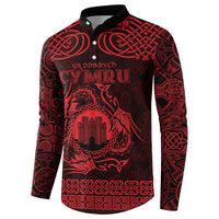Personalized Denbighshire Sir Ddinbych Button Sweatshirt Red Gatehouse Denbigh Castle Celtic-inspired - Wonder Print Shop