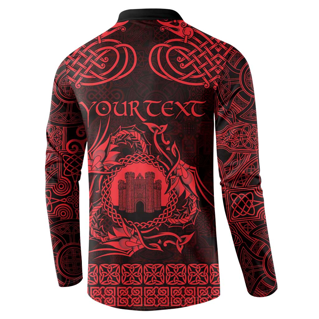 Personalized Denbighshire Sir Ddinbych Button Sweatshirt Red Gatehouse Denbigh Castle Celtic-inspired - Wonder Print Shop