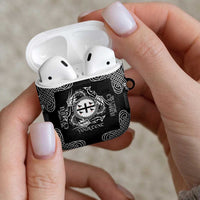 Personalized Flintshire Sir y Fflint AirPods Case Black Four Choughs Celtic-inspired - Wonder Print Shop