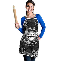 Personalized Flintshire Sir y Fflint Apron Black Four Choughs Celtic-inspired - Wonder Print Shop