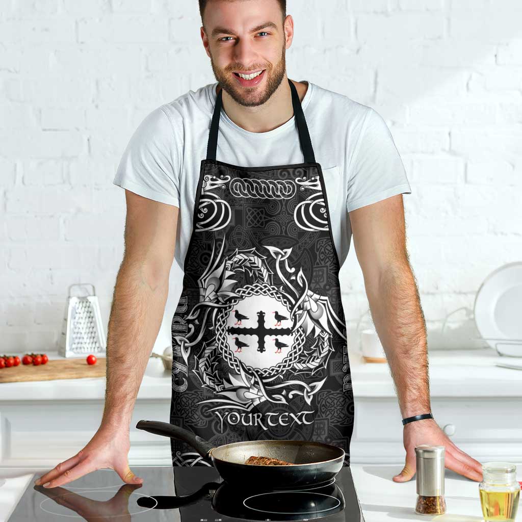 Personalized Flintshire Sir y Fflint Apron Black Four Choughs Celtic-inspired - Wonder Print Shop