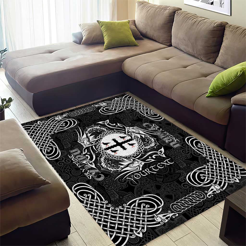 Personalized Flintshire Sir y Fflint Area Rug Black Four Choughs Celtic-inspired - Wonder Print Shop