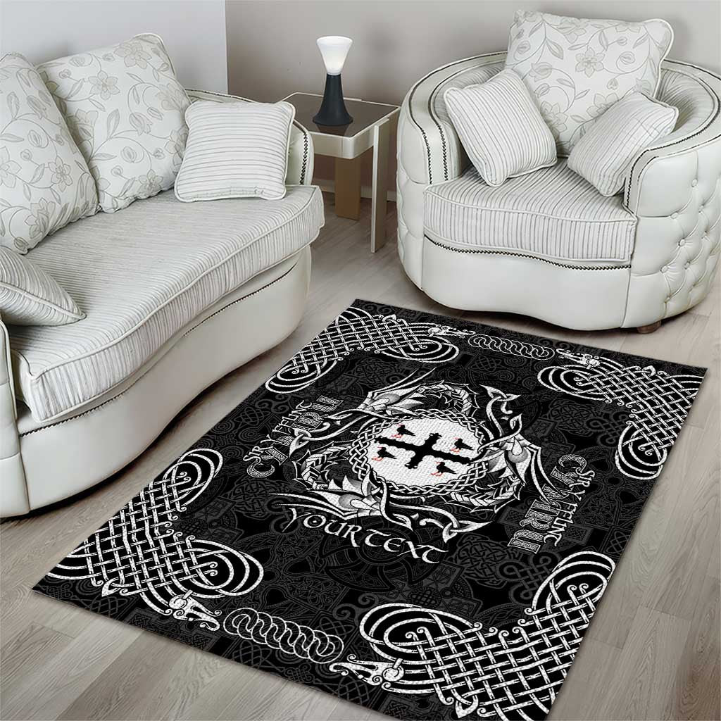 Personalized Flintshire Sir y Fflint Area Rug Black Four Choughs Celtic-inspired - Wonder Print Shop