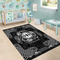 Personalized Flintshire Sir y Fflint Area Rug Black Four Choughs Celtic-inspired - Wonder Print Shop