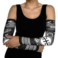 Personalized Flintshire Sir y Fflint Arm Sleeves Black Four Choughs Celtic-inspired - Wonder Print Shop
