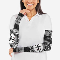 Personalized Flintshire Sir y Fflint Arm Sleeves Black Four Choughs Celtic-inspired - Wonder Print Shop