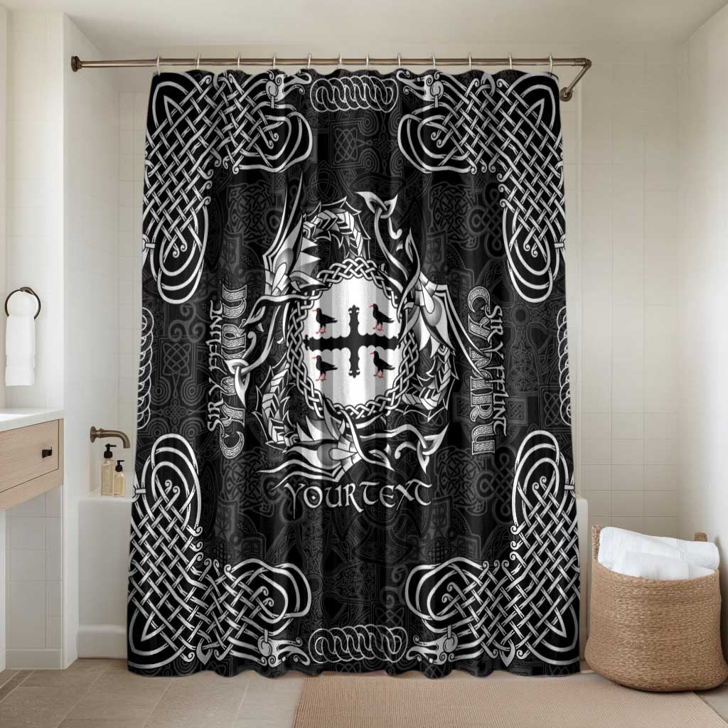 Personalized Flintshire Sir y Fflint Bathroom Set Black Four Choughs Celtic-inspired - Wonder Print Shop