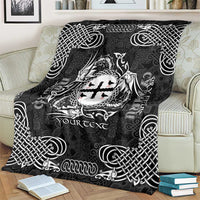 Personalized Flintshire Sir y Fflint Blanket Black Four Choughs Celtic-inspired - Wonder Print Shop