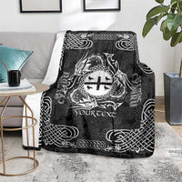 Personalized Flintshire Sir y Fflint Blanket Black Four Choughs Celtic-inspired - Wonder Print Shop