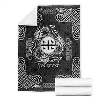 Personalized Flintshire Sir y Fflint Blanket Black Four Choughs Celtic-inspired - Wonder Print Shop