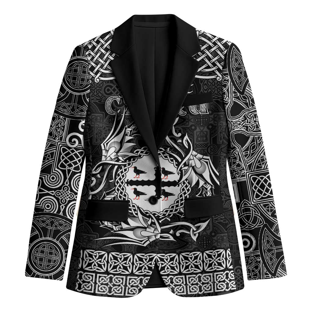 Personalized Flintshire Sir y Fflint Blazer Black Four Choughs Celtic-inspired - Wonder Print Shop