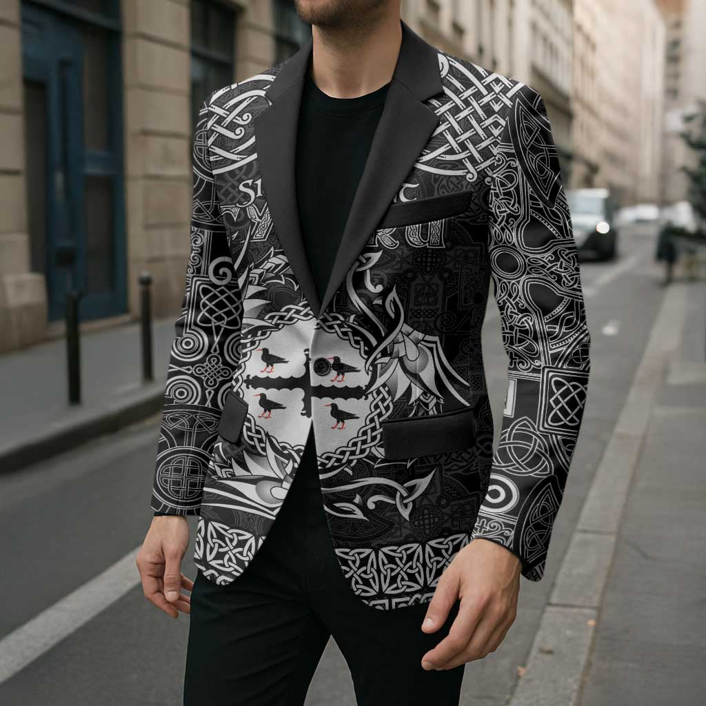 Personalized Flintshire Sir y Fflint Blazer Black Four Choughs Celtic-inspired - Wonder Print Shop