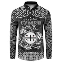 Personalized Flintshire Sir y Fflint Button Sweatshirt Black Four Choughs Celtic-inspired - Wonder Print Shop
