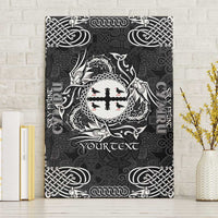 Personalized Flintshire Sir y Fflint Canvas Wall Art Black Four Choughs Celtic-inspired - Wonder Print Shop