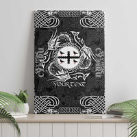 Personalized Flintshire Sir y Fflint Canvas Wall Art Black Four Choughs Celtic-inspired - Wonder Print Shop