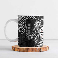 Personalized Flintshire Sir y Fflint Ceramic Mug Black Four Choughs Celtic-inspired - Wonder Print Shop