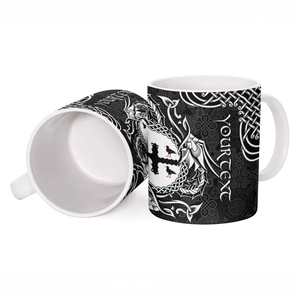 Personalized Flintshire Sir y Fflint Ceramic Mug Black Four Choughs Celtic-inspired - Wonder Print Shop