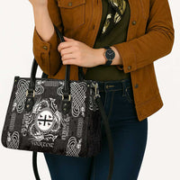 Personalized Flintshire Sir y Fflint Leather Bag Black Four Choughs Celtic-inspired - Wonder Print Shop